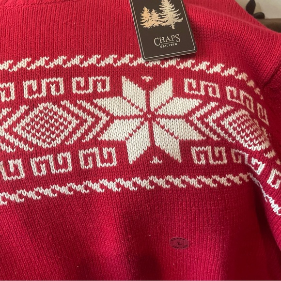 CHAPS Ski Sweater with Snowflake, Large, Beautiful Christmas Red and Whi… - Picture 7 of 7